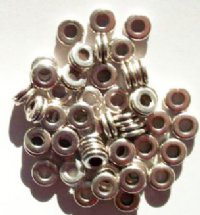 50 3x7mm Antique Silver Double Washer Metal Beads